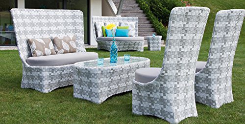 Designer Rattan Lounge Sitzgruppe Garten Terrasse 4tlg mit Polster