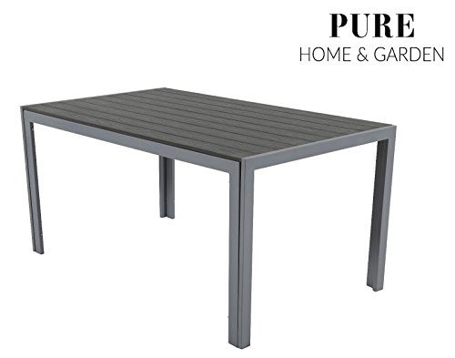Aluminium Gartentisch "Fire XXL" mit Polywood Tischplatte, 180x90 absolut wetterfest, silber aus dem Hause Pure Home & Garden