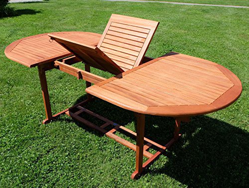 Ausziehtisch 150-200 x 100cm Holztisch Gartentisch Garten Tisch oval geölt Holz Eukalyptus Hartholz wie Teak von AS-S