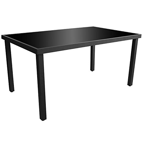 Lagerräumung - Gartentisch Glastisch Beistelltisch Terrassentisch Aluminium 150x90cm rechteckig - Schwarz