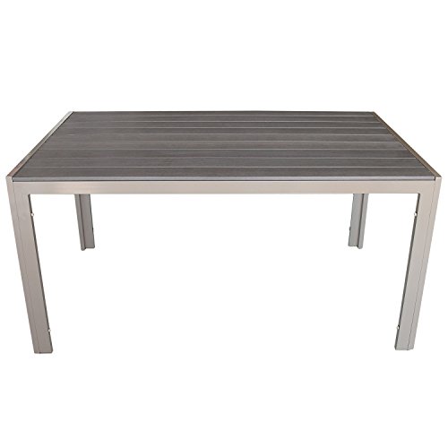 Wohaga®­ Aluminium Esstisch Gartentisch mit Polywood / Non Wood Tischplatte 150x90xH74 Champagner/Mokka Gartenmöbel Terrassenmöbel