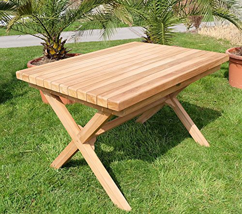 Wuchtiger TEAK Designer Tisch Holztisch Gartentisch Garten Tisch 120x90cm Holz geölt Modell RIO von AS-S