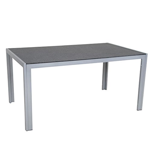 greemotion Tisch Monza silber, Esstisch mit Spraystone-Platte, Gartentisch mit leichtem Aluminiumgestell, wetterfest und pflegeleicht, Maße ca. 150 x 90 x 74 cm