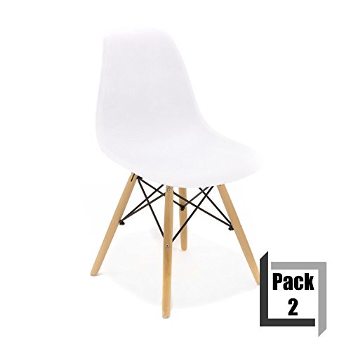 Pack von 2 Stühle Tower Wood PP Replica Eames, Qualität und-Holz Buche weiß