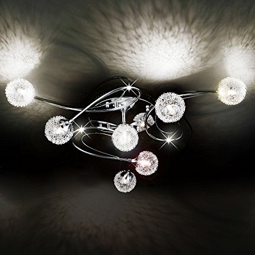 LED Design Deckenleuchte Kronleuchter Deckenlampe Deckenlicht Beleuchtung Lampe Wohn-Schlaf-Zimmer-Leuchte-Lampe 7x G9 inkl. Led Leuchtmittel XXL Ø85cm