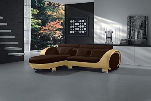 SAM Ecksofa Vigo Combi 1, braun / creme, Couch aus Kunstleder, 181x242 cm links