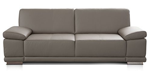 CAVADORE 2,5-Sitzer Sofa Corianne in Kunstleder/Kleine Leder-Couch in hochwertigem Kunstleder und modernem Design/Mit Armteilfunktion/Größe: 191 x 80 x 99 (BxHxT)/Bezug in Kunstleder grau