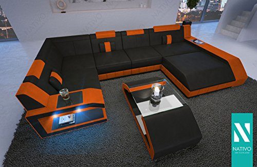 LUXUS LEDERSOFA MATIS XL MIT LED BELEUCHTUNG NATIVO© Sofa U-Form mit XL Wohnlandschaft