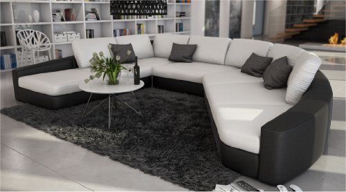SAM® Sofa Garnitur in weiß - schwarz DOMENCIA 290 x 380 cm designed by Ricardo Paolo® abgerundet modisch zeitlos pflegeleicht exklusiv inkl. Kissen