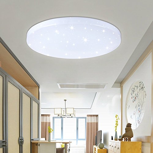 VINGO 16W LED Deckenbeleuchtung rund Deckenlampe Starlight Effekt schön Wohnraum Wohnzimmer Lampe Weiß