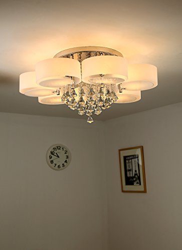 Natsen® 49W Kristall Deckenleuchte 7-flammig LED E27 warmweiß Ø90cm Designer Wohnzimmer Lampe