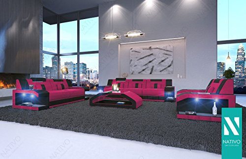 STOFFSOFA LUXUS SOFA MATIS 3+2+1 MIT LED BELEUCHTUNG NATIVO© Sofa Couch Wohnlandschaft