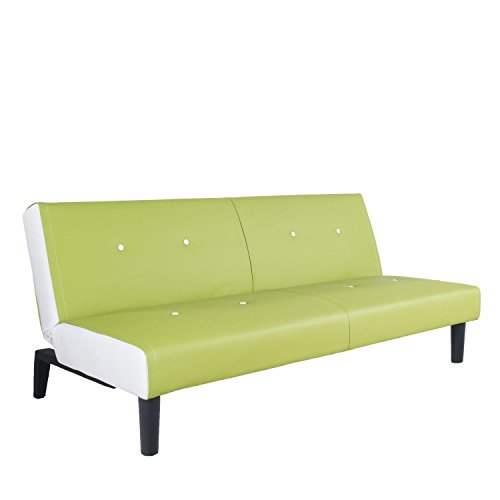 NEG Design Schlafsofa HELIOS (grün/weiß) mit Napalon-Leder-Bezug Klappsofa, 3-Sitzer, Liegefläche 179x108cm, sehr bequem