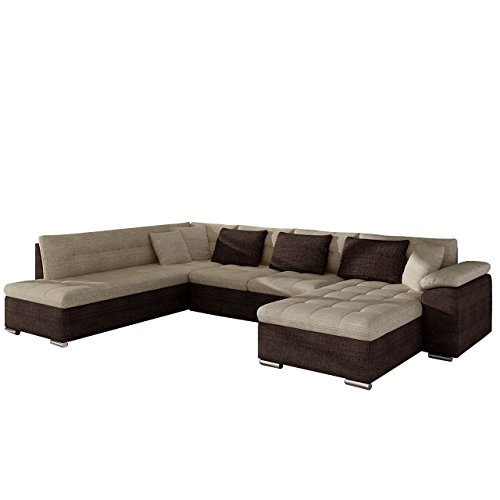 Mirjan24  Eckcouch Ecksofa Niko! Design Sofa Couch! mit Schlaffunktion! U-Sofa Große Farbauswahl! Wohnlandschaft! (Ecksofa Rechts, Cairo 35 + Cairo 22)