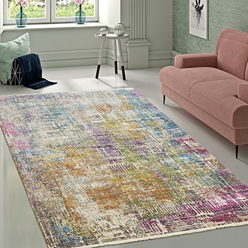 Designer Wohnzimmer Teppich Hochwertig Modern Shabby Chic Pastell Farben Bunt, Grösse:160x230 cm