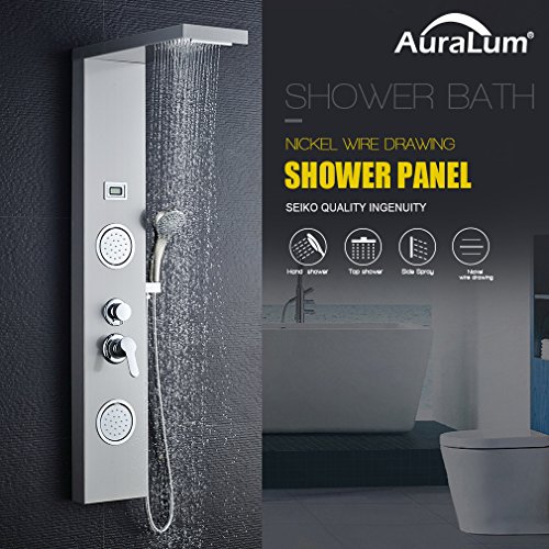 Auralum Edelstahl Duschpaneel Duschsystem Handbrause Regendusche Set mit Wassertemperaturanzeige