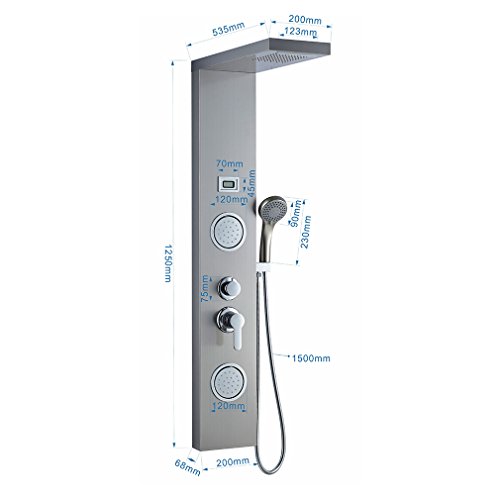 Auralum Edelstahl Duschpaneel Duschsystem Handbrause Regendusche Set mit Wassertemperaturanzeige