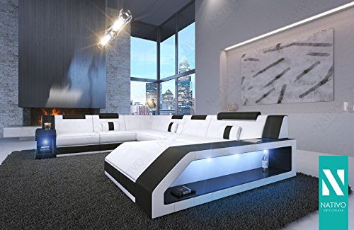 NATIVO© SOFA LEDERMIX LUXUS MATIS XXL MIT LED BELEUCHTUNG Couch Garnitur XXL Megasofa Riesensofa Wohnlandschaft Ultrasofa