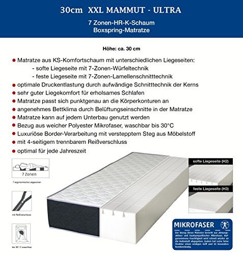 30cm XXL MAMMUT ULTRA BoxSpring 7-Zonen Kaltschaum Matratze