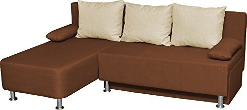 VCM Ecksofa Schlafsofa Sofa Couch mit Schlaffunktion Gästebett Bettsofa Sofabett Braun 81 x 203 x 78 cm "Magota"