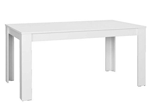CAVADORE Tisch NICK/Moderner Esstisch 140 cm/Küchentisch aus Melamin Weiß/praktischer Esszimmertisch in weiß/Resistent gegen Schmutz/140 x 80 x 75 cm (L x B x H)