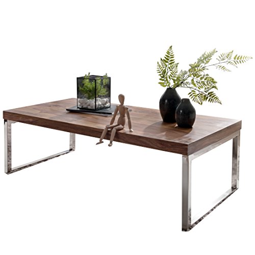 WOHNLING Couchtisch GUNA Massiv-Holz Sheesham 120 cm breit Wohnzimmer-Tisch Design dunkel-braun Landhaus-Stil…