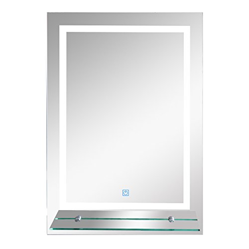 kleankin LED Badspiegel Badezimmerspiegel mit Beleuchtung Glas-Ablage 22W 70x50cm