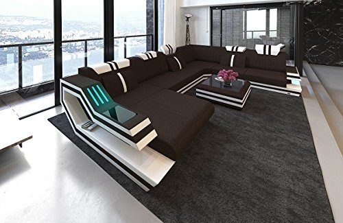 Sofa Dreams Moderne Stoffcouch Ravenna in der XXL Variante mit LED Beleuchtung