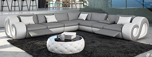Sofa Dreams Leder Couch Nesta L-Form XXL mit Beleuchtung