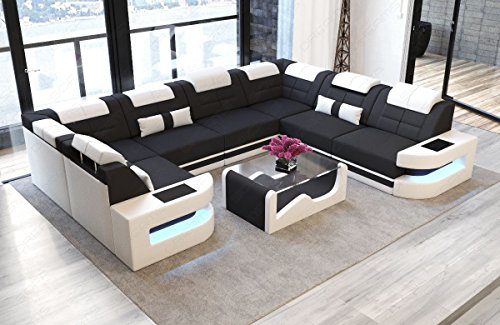 Sofa Dreams Wohnlandschaft Como als U Form in Stoff mit LED Licht