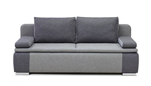 B-famous 100620 Lina Dauerschläfer-Sofa, Feiner Strukturstoff, 87 x 201 x 88 cm, Grau/Hellgrau