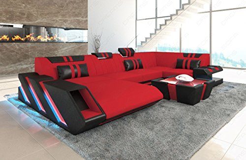 Sofa Dreams Stoff Wohnlandschaft Apollonia in der U Form mit LED Beleuchtung