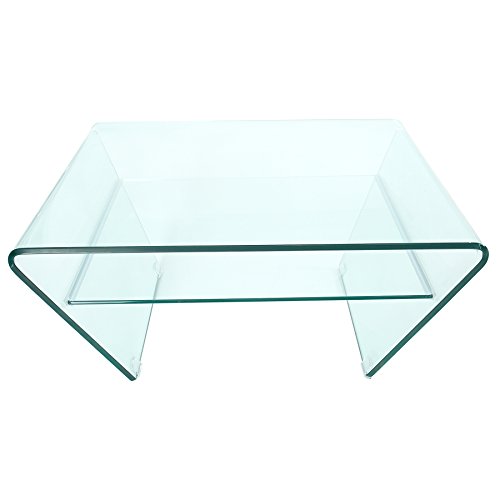 Invicta Interior Design Trapez Glas Couchtisch FANTOME 80cm mit Ablage transparent Glastisch Beistelltisch…