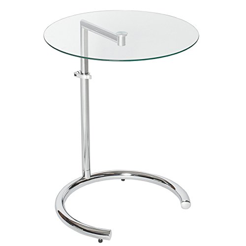 Invicta Interior Design Beistelltisch Effect 50-70 cm Chrom Glas höhenverstellbar Tisch Glasplatte Glastisch Sofabutler