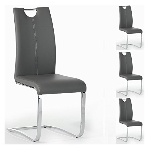 IDIMEX Esszimmerstuhl Schwingstuhl SABA, Set mit 4 Stühlen, Chrom/grau