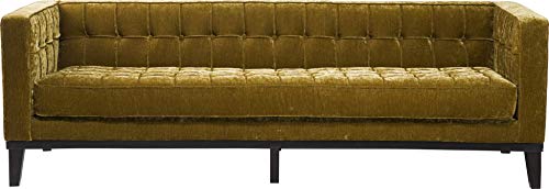 Kare Design Sofa Mirage 3sitzer, moderne Retro Lounge-Couch mit samtigen Vintagestoff, Grün (H/B/T) 71x226x80cm