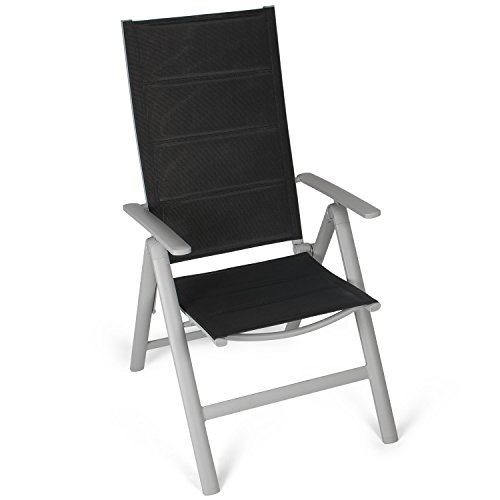 Vanage gepolsterter Gartenstuhl in schwarz - Klappstuhl im 2er Set - Hochlehner - Klappsessel - Gartenmöbel - Stuhl für…