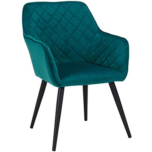 Duhome Esszimmerstuhl aus Stoff (Samt) Farbauswahl Retro Design Armlehnstuhl Stuhl mit Rückenlehne Sessel Metallbeine…