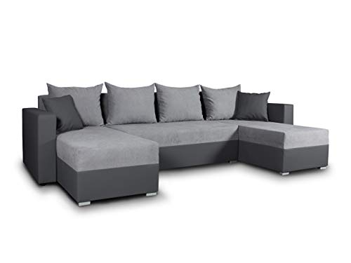 Wohnlandschaft mit Schlaffunktion Beno - U-Form Couch, Ecksofa mit Bettkasten, Couchgranitur mit Bettfunktion…