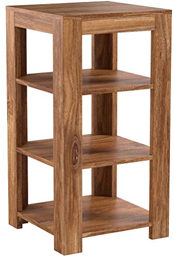 FineBuy Standregal Massiv-Holz Sheesham 80 cm Wohnzimmer-Regal mit 3 Ablagefächer Design Landhaus-Stil Beistelltisch…